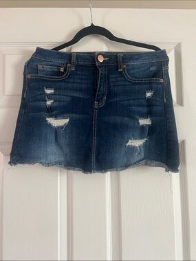 NOBO Dark Blue Distressed Denim Mini Skirt